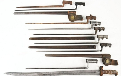 LOT OF 9: 19TH CENTURY UNITED STATES MILITARY BAYONETS.