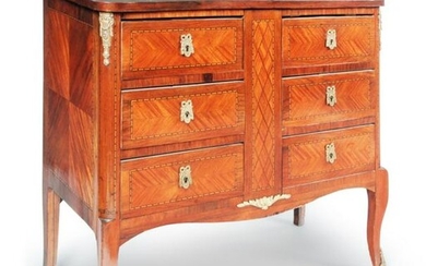LOUIS XV REVIVIAL MARQUETRY SIX-DRAWER CHEST.