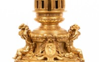 LOUIS XV STYLE DORE BRONZE LAMP, H 21", DIA 7"