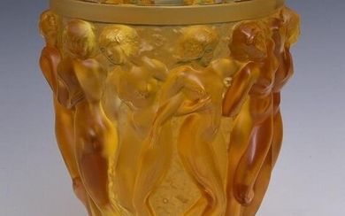 Lalique Bacchantes Yellow Crystal Vase