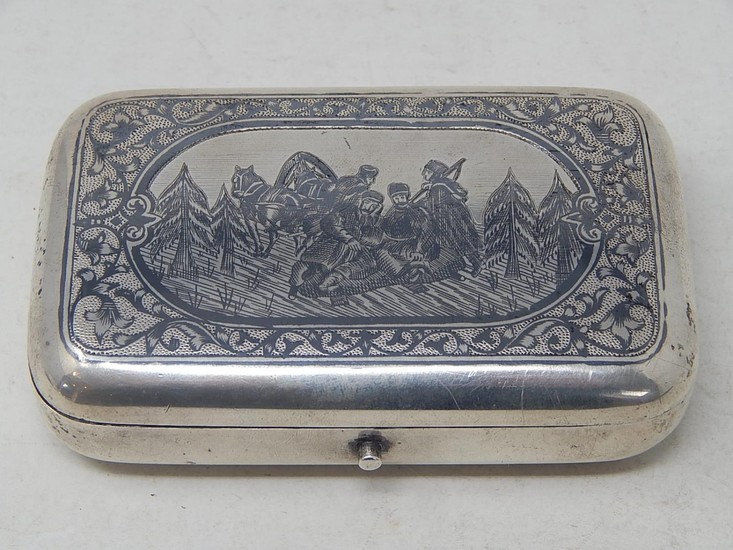 Large 19th Century Russian Silver & Niello Tobacco Box with ...