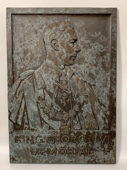 Large King George VI Bronze Memorial Wall Plaque