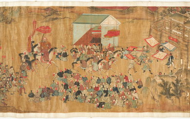 Large Panoramic Chinese Scroll Painting, Royal Procession