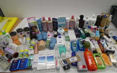 Large bag of toiletries including hair products, essential oils, body...