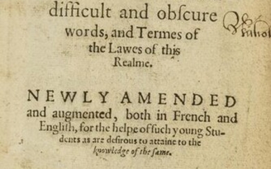 Law.- Rastell (William) An Exposition of Certaine