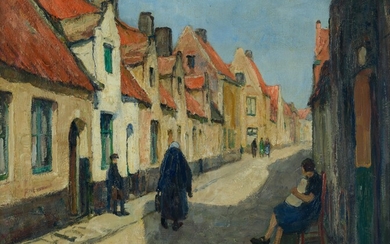 Léo Mechelaere (1880-1964), Korte Peerdstraat in Bruges, 66 x 80 cm