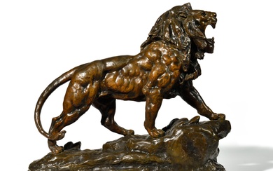 Léon BUREAU (1866-1906), d'après. Lion rugissant Important... - Lot 231 - Osenat
