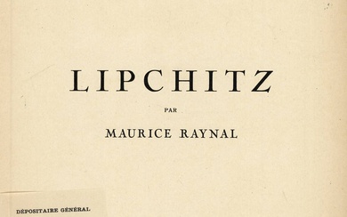 [Lipchitz, J.]. Raynal, M. Lipchitz. Paris, Action, n.d. (1920), (16)p.,...