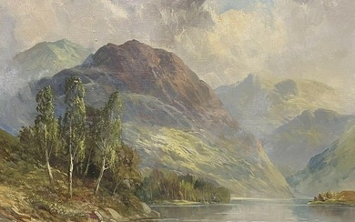 Loch Katrine Scottish Highlands Summer Landscape, antique signed oil painting