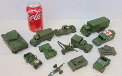 Lot Dinky Toy military toy cars, Jeep, trucks, tank, ambulance etc. see images for detail