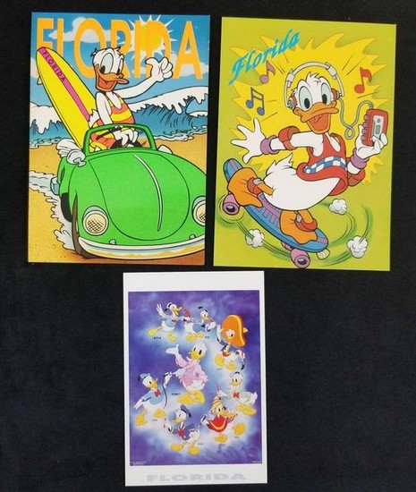 Lot Of Three Vintage Disney Donald Duck Post Cards