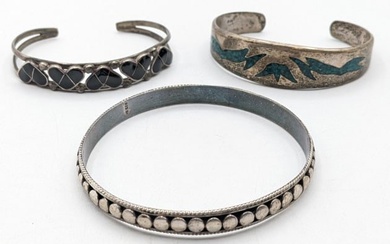 Lot Of Three Vintage Sterling Silver Bracelets