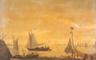 Ludovic Napoléon LEPIC (1839-1889) : « Retour de pêche », huile sur panneau signée en...