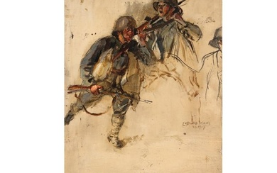 Ludwig Koch, Vienna 1866 - 1934 Vienna, Sketch of the battle alert