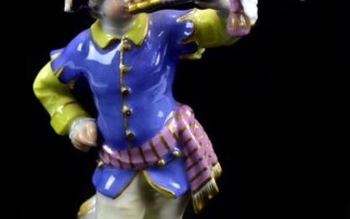 MEISSEN; a late 19th century figure of a trumpeter,...