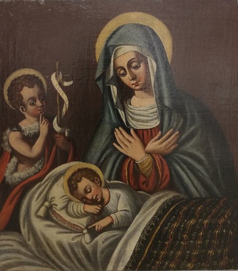 "Madonna and Child with Saint John" (1) - Oil painting on canvas - Early 19th century