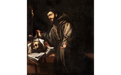 Maler der spanischen Schule des 17. Jahrhunderts, DER HEILIGE FRANZISKUS IM GEBET