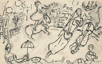 Marc Chagall (1887-1985) Étude pour "Commedia dell'arte" (pour le foyer du théâtre de Francfort)