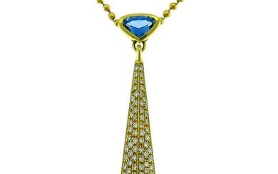 Marina B Yellow Gold Pendant Necklace with Blue Topaz
