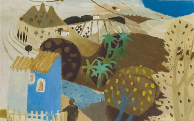 Mary Fedden OBE RA RWA, British 1915–2012 - The Blue House, 1962; oil on canvas, signed and dated lower left 'Fedden 1962', 51 x 60 cm (ARR) Provenance: Bohun Gallery, Henley-on-Thames; purchased from the above and thence by descent Note: Mary...
