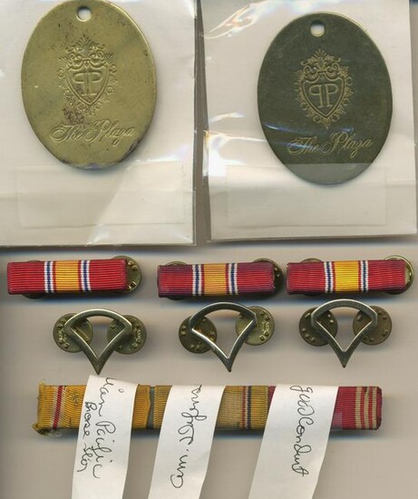 Masonic Brass Medallions (2) & War Ribbons (7)
