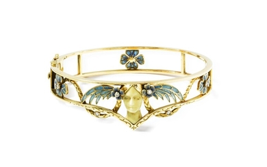 Masriera | Bracelet ivoire, émail et diamants | Ivory, enamel and diamond bracelet
