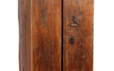 (-), Solid oak cabinet with wrought iron connections,...