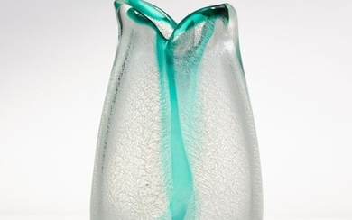 “Merletto” Vase with two-lobed rim , Archimede Seguso