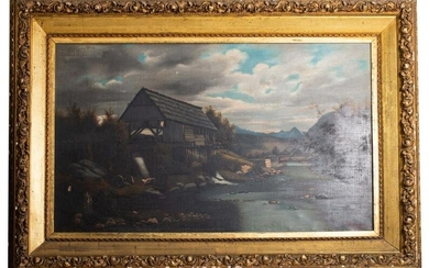 Mill Landscape Painting Signed Rubenacker