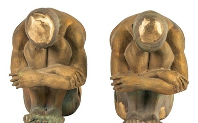 Modern Bronze Signed Nude Figural Art Sculptures