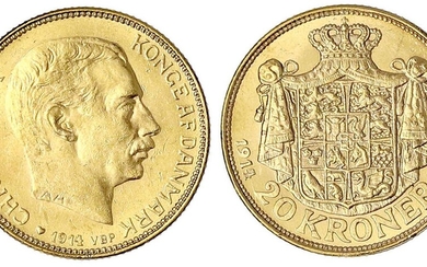 Monnaies et médailles d'or étrangères, Danemark, Christian X., 1912-1947, 20 couronnes 1914 VBP. 8,96 g....