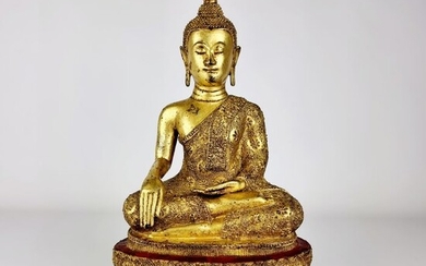 Monumental bronze gilded Thai Buddha (37.5cm) - Gilt bronze - Thailand - Rama VII (1925-1941)