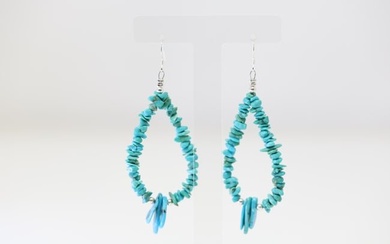 Native American Navajo Sterling Silver Turquoise Dangling Earring's.