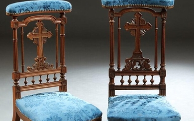 Near Pair of French Louis XVI Style Carved Cherry Prie