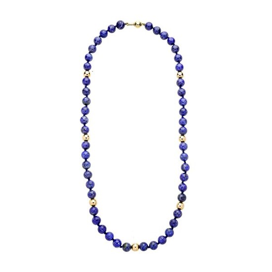 Necklace in yellow gold and lapis lazuli