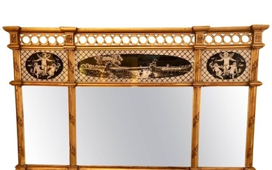 Neoclassical Style Verre Églomisé Overmantel or Console Mirror