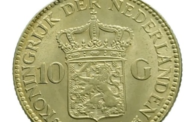 Netherlands. 10 Gulden 1925 (B-versie) Parels onder de I