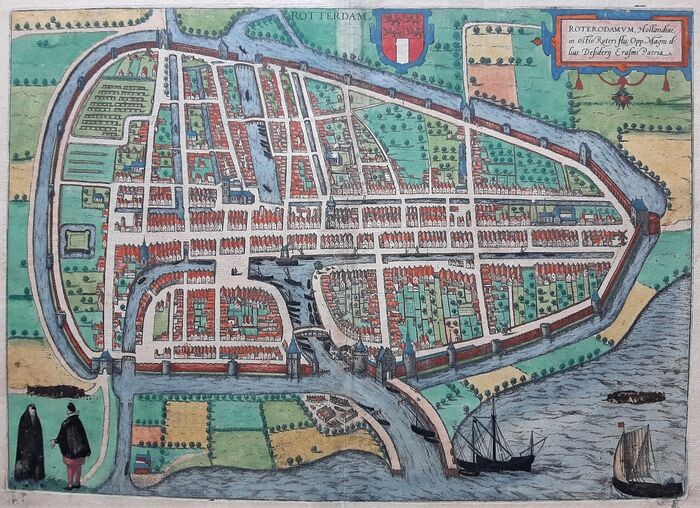 Netherlands, Rotterdam; G Braun & F Hogenberg - Rotterodamvm, Hollandiae in (...) - 1617