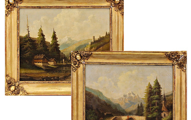 Nicolas PREVOST (Geneva 1817 - 1864), Pair of paintings, oil...