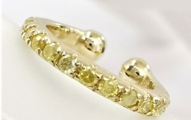 No Reserve Price - 0.20 ct fancy yellow diamonds earring hoop - 14 kt. Yellow gold - Earring - 0.20 ct - AIG Certified