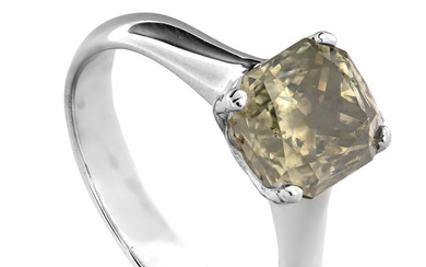 No Reserve Price - Ring - 14 kt. White gold - 2.90 tw. Yellow Diamond (Natural coloured)