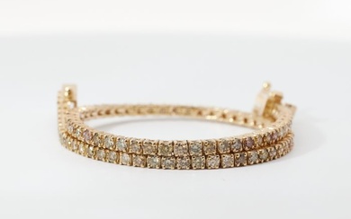 No Reserve Price - Tennis bracelet Yellow gold Diamond (Natural)