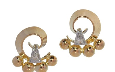 No Reserve Price - Vintage 1950's Retro Fifties, Earstuds - Earrings - 18 kt. Yellow gold Diamond