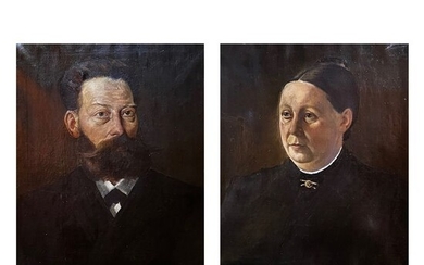 Northern European school (XIX) - Portraits of a Man and Woman