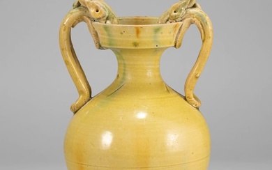 Northern Qi Yellow Glazed Panlong Vase