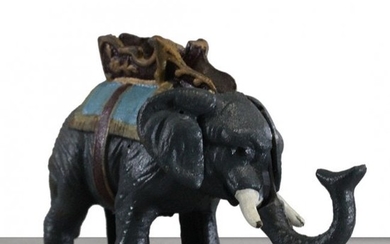Novelty Cast Iron Mechanical Coin Bank Circus Elephant