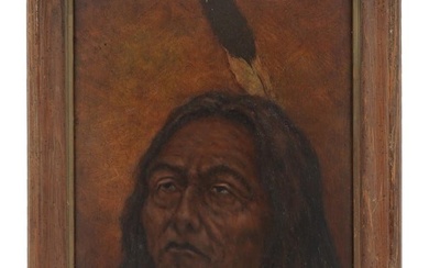 OIL ON BOARD PAINTING INDIAN CHIEF SIGNED J FLECK