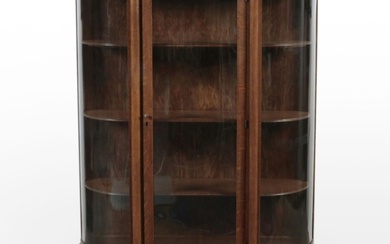 Oak Curved Glass Display Cabinet