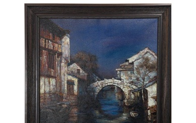 Oil Painting "Scenery of Jiangnan" by Chen Yifei (1946-2005)