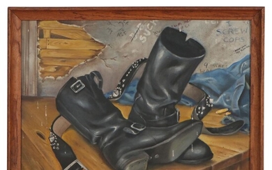 Oil Painting of Discarded Boots, Late 20th Century